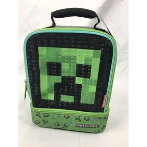 New Minecraft Creeper Green Lunch Box Tote Child School